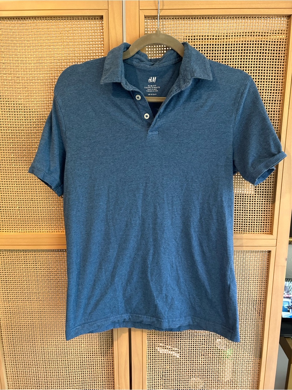 H&M Men's Heather Navy Polo Shirt
